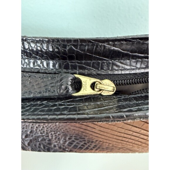 Brahmin black Anytime Mini Melborn Croc Leather Shoulder Bag Hobo Luxury - Picture 7 of 10